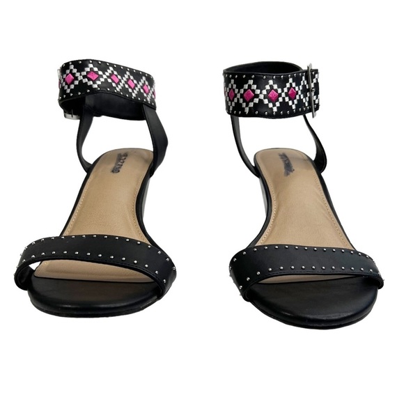 Torrid Black Geometric Studded Ankle Strap Wedge Sandals - Picture 5 of 10